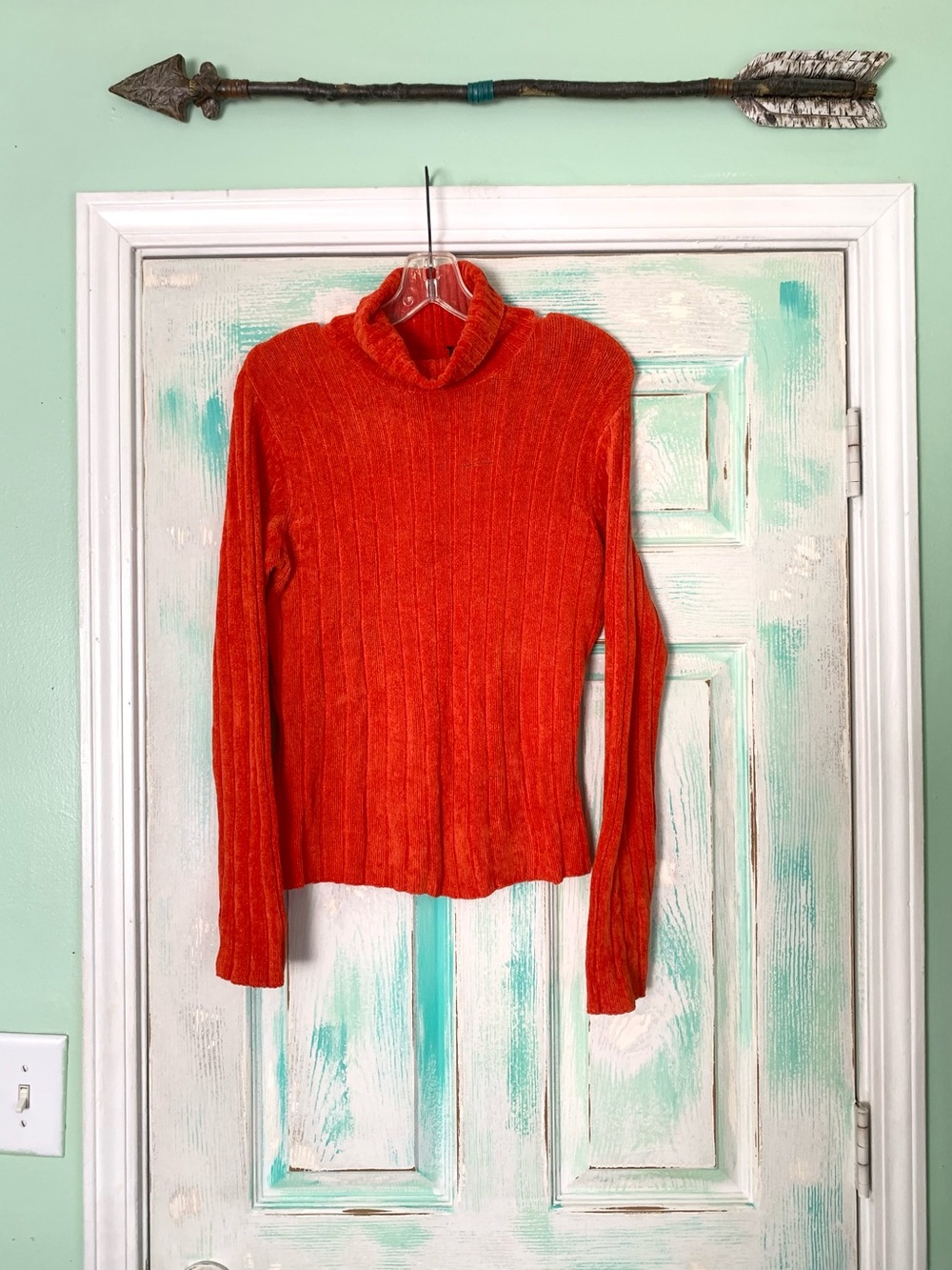 Vintage 90’s/2000’s Derek Heart Orange/Red Corduroy Turtleneck Long Sleeve M